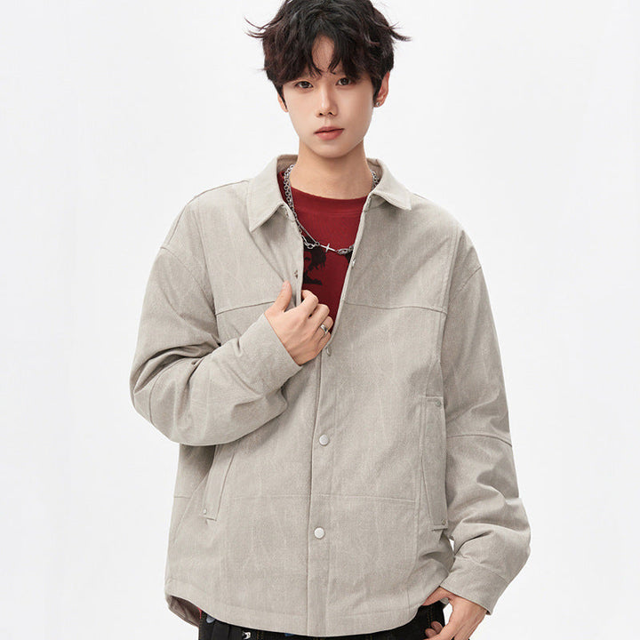 Herr Quiltad, Fodrad Canvas-Utility-Jacke med Tryckknappar