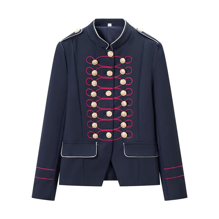 Dam Militär-Inspired Parade Jacka med Ståkrage och Decorative Knapplist