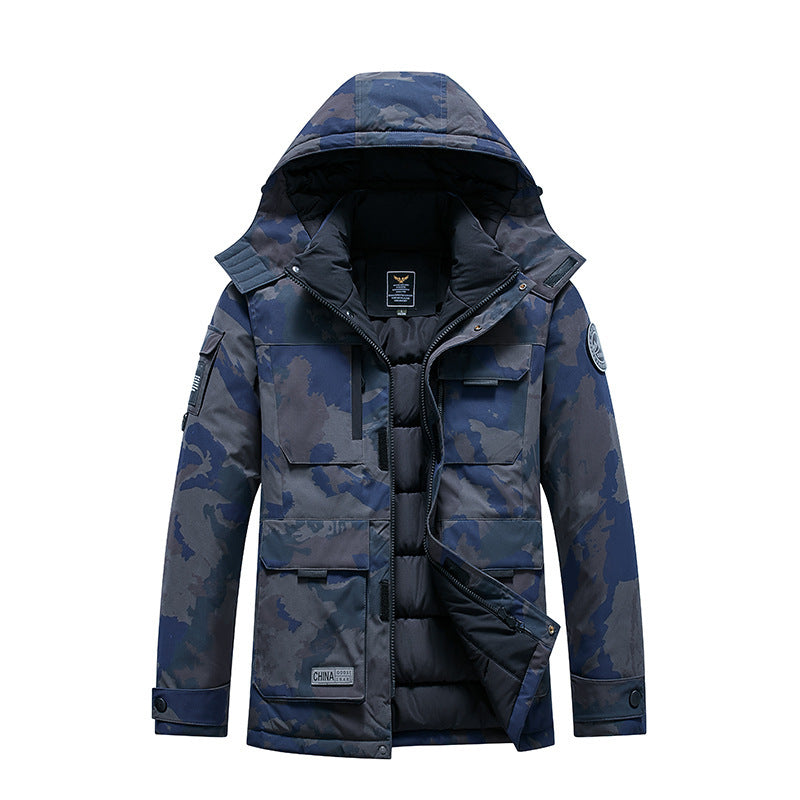 Herr isolerad Field parka med huva, flera Funktion Fickor och vindtät Skal