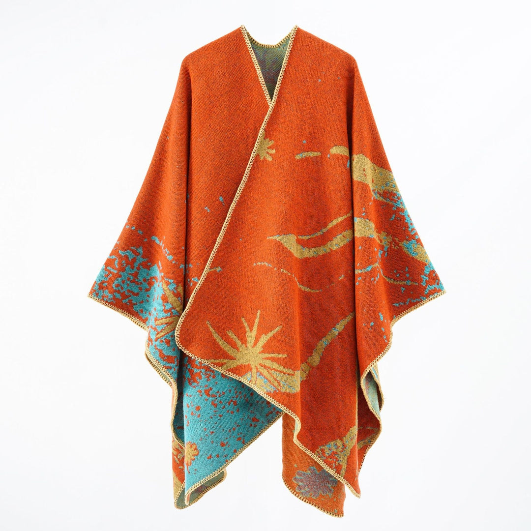 Dam Reversible Jacquard Wrap poncho i oversized Cape