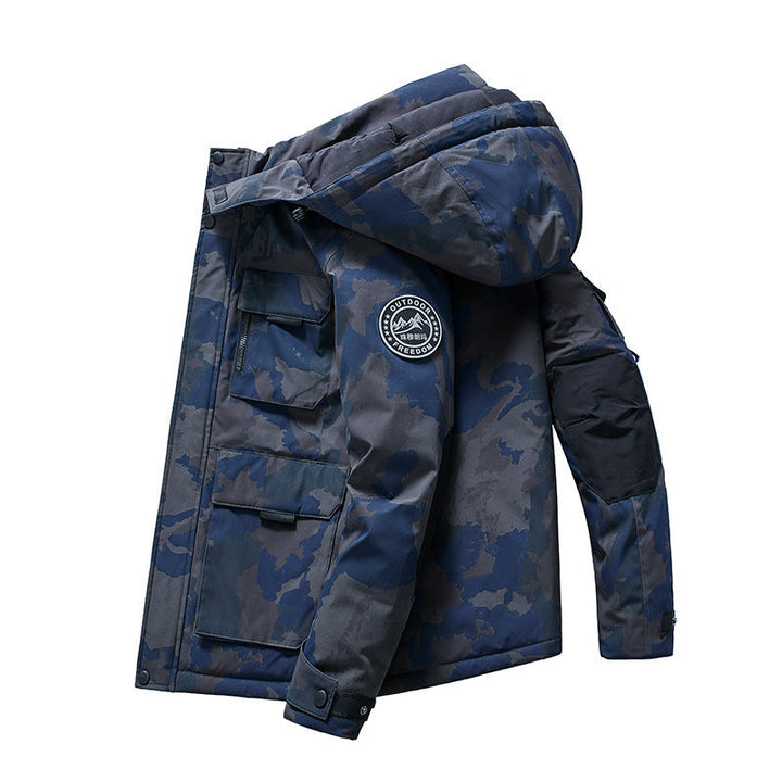 Herr isolerad Field parka med huva, flera Funktion Fickor och vindtät Skal