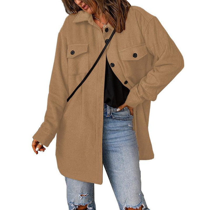 Dam Oversize Shirt jacka med Breast Flaps och lång skärning