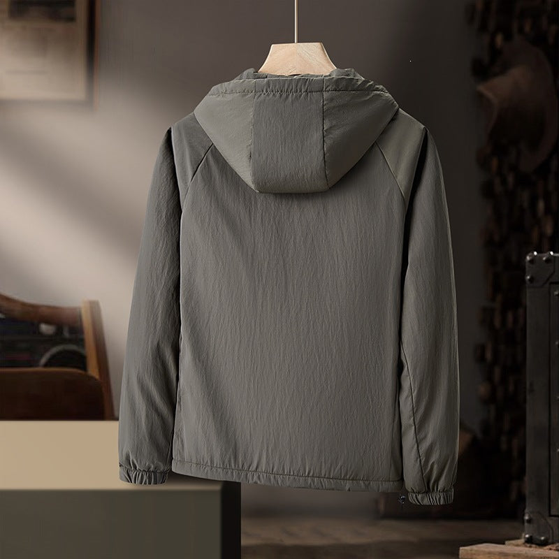 Herr Lätt med Huva Övergångsjacka med Teddy Foder &amp; Wind Resistant Shell