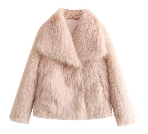 Dam kort Faux Fur jacka med Voluminous Shawl krage