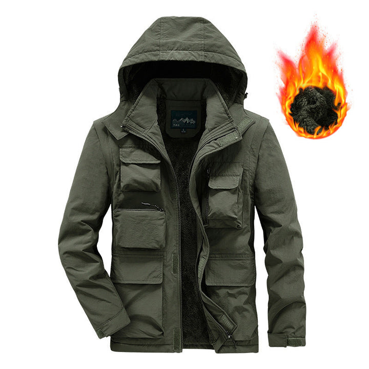Herr Warming Multi-Function Parka med Teddy Fleecefoder, Huva och Utility Fickor