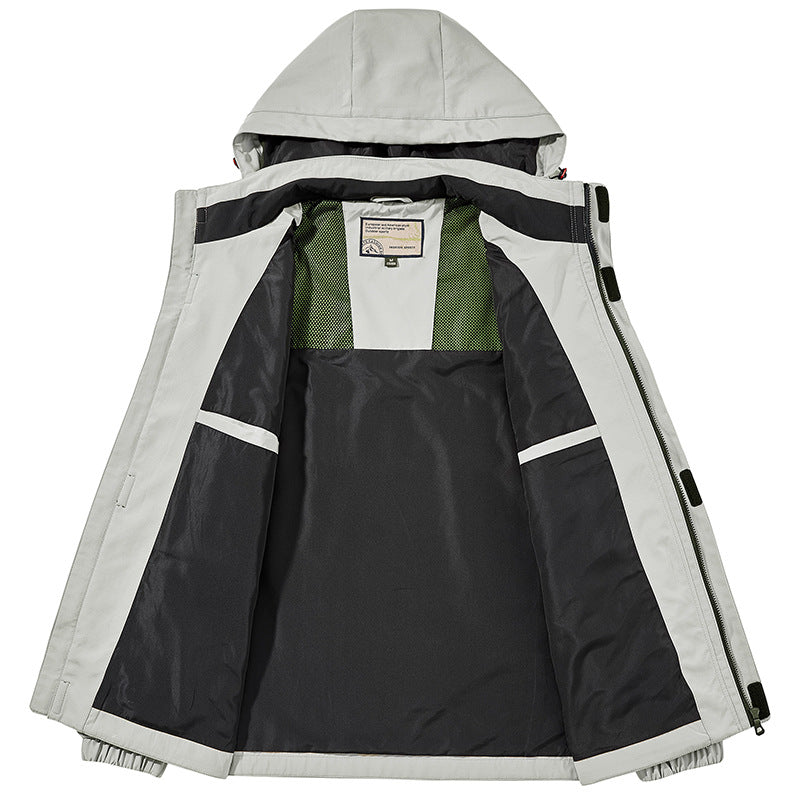 Herr Lätt Multi-Functional Utomhus Vind Jacka med Huva och Ärm Ficka
