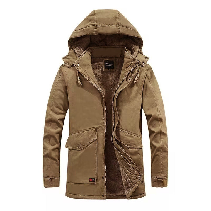 Herr Canvas Parkas med Sherpa Foder, Extended Skärning och Funktion Arm Ficka