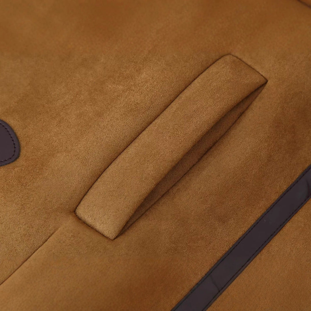 Dam Kort med Huva Sheepskin Imitation Duffle Jacka med Toggle Fastenings