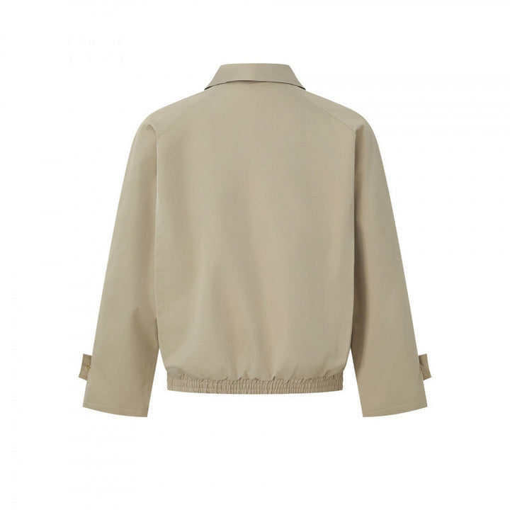 Herr short-cut boxig Harrington jacka med dold knäppslå, elastisk fåll och justerbar muddar