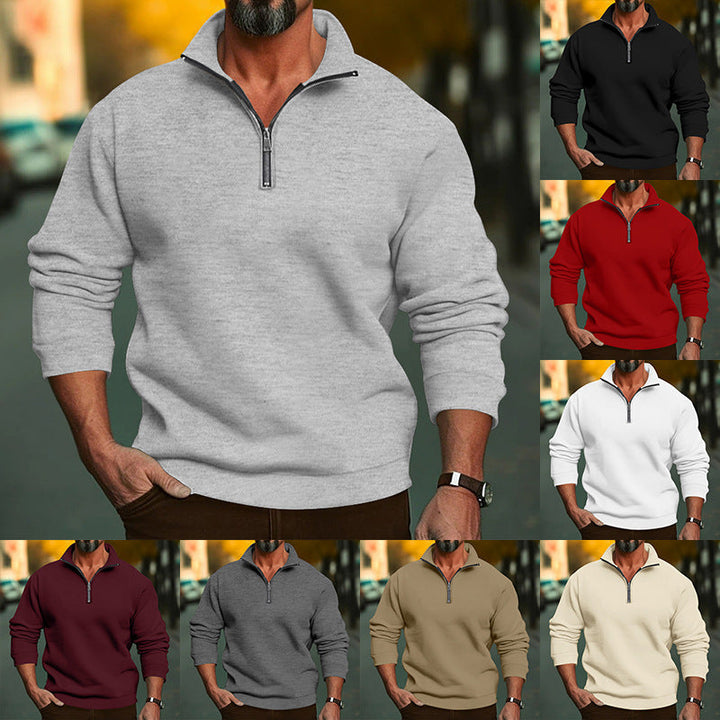 Herr Ledig College-Tröja med Dragkedja Ståkrage och Mjuk Brushed Fleece Inside