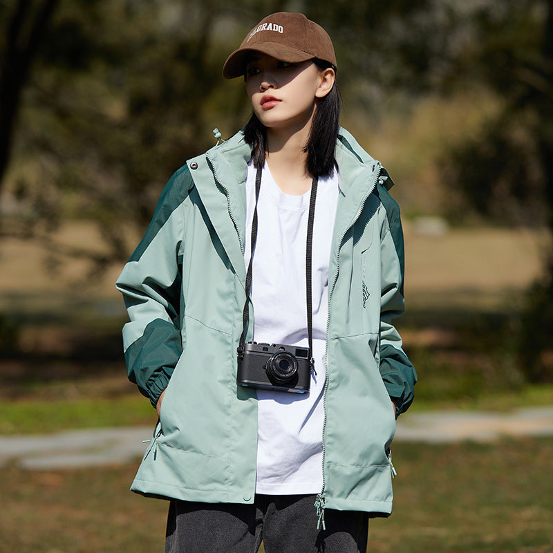 Dam två-layer softshell utomhusjacka med removable fleece inner layer och huva