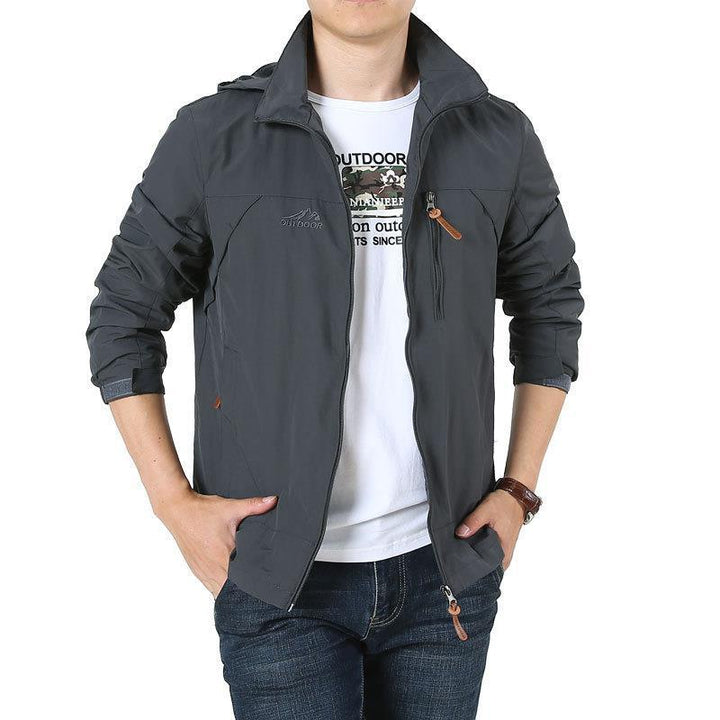 Herr Lätt Vindskyddande Nylon Blouson med Ståkrage och Bröst Dragkedja Ficka