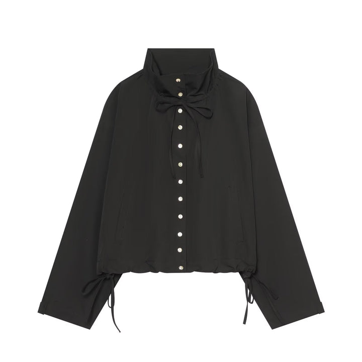 Dam Kort Oversized Utility Jacka med Ståkrage och Dragsko