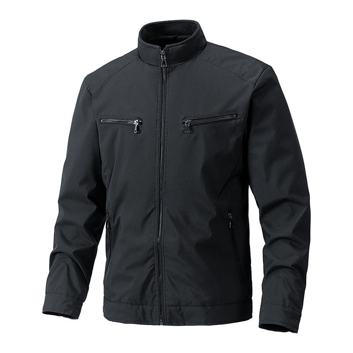 Herr Softshell Utomhus Jacka med Stående Krage Vattenavvisande och Fyra Zippered Fickor