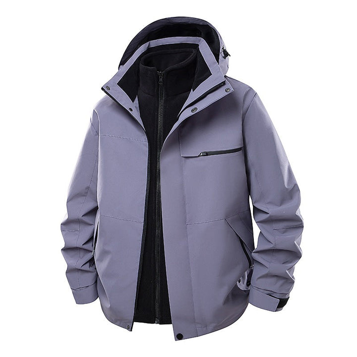 Herr Two-Layer Funktionell Övergångsjacka med Avtagbar Fleece Inner Jacka, Huva &amp; Vattenavvisande Skal