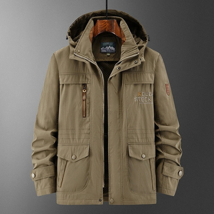 Herr Weatherproof Utility Fältjacka med Huva, Mesh Foder och Multi-Function Fickor