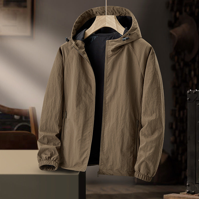 Herr Ultralight med huva Windbreaker med meshfoder och vattenavvisande Exterior