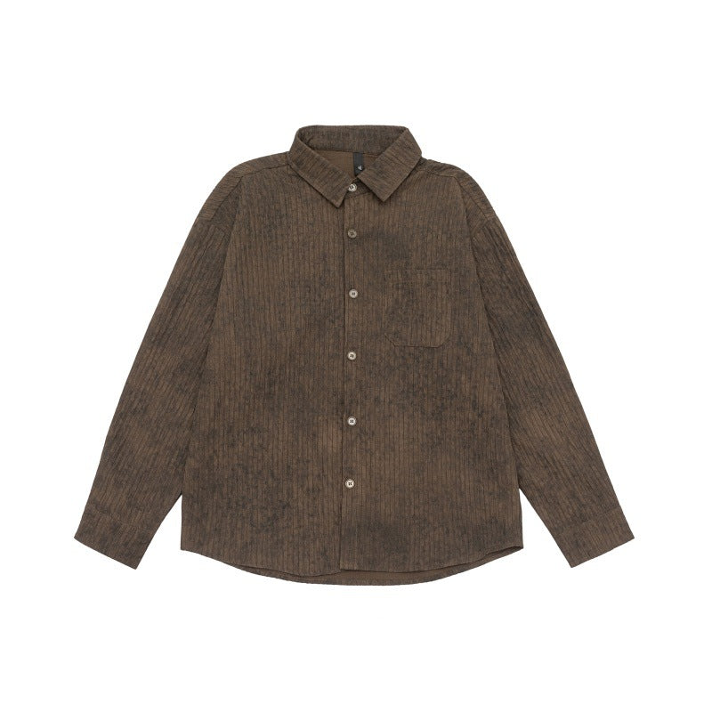 Unisex Lätt Oversized Skjorta Jacka med Washed Texture och Bröstficka