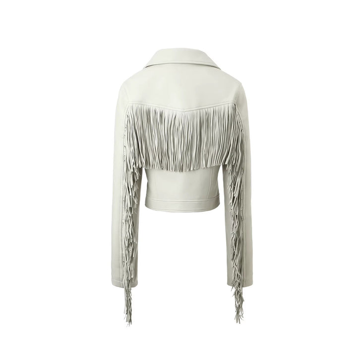 Dam Kort Bikerjacka med Fringe