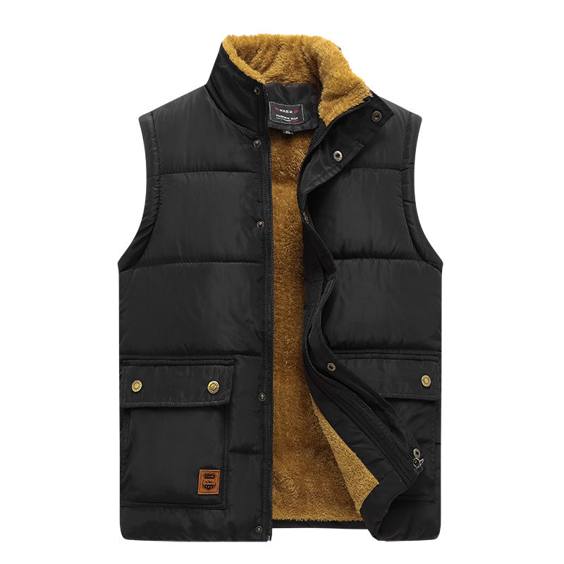 Herr Sleeveless Thermo Quiltad Väst med Cozy Teddy Inre Foder och Utanpåfickor