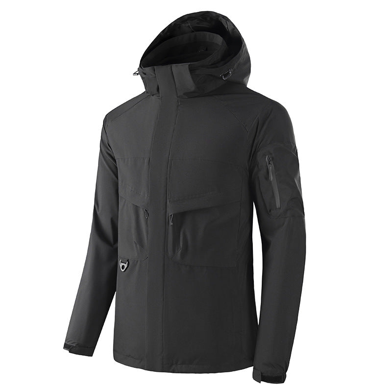 Herr Vattentät Softshell Utomhus Jacka med Welded Sömmar, Tactical Bröstfickor och Justerbar Huva