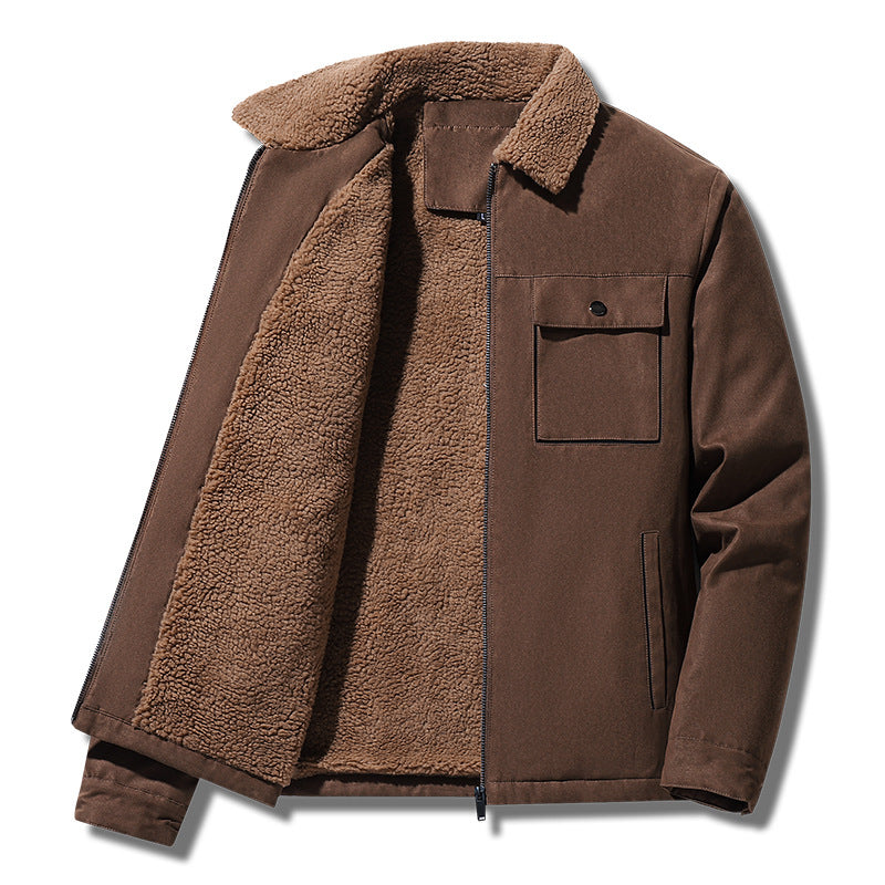 Herr Vadderad Sherpa Canvas Jacka med Dragkedja