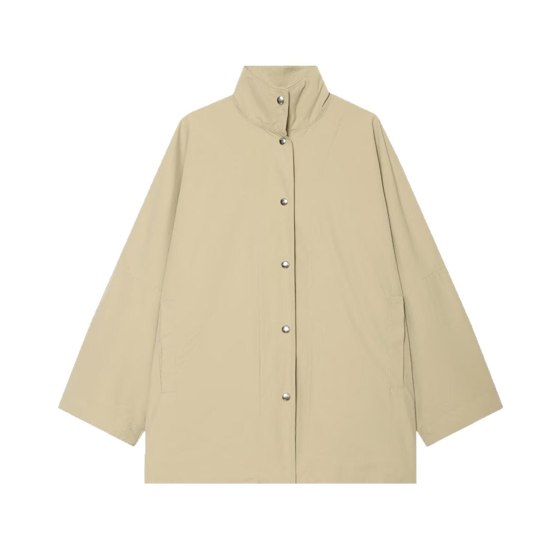 Dam oversize Rain jacka in Cape stil med ståkrage och Snap knappslå
