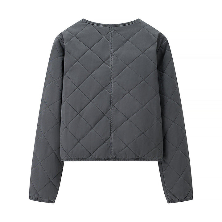 Dam lätt kviltad kort jacka med Round Neck, hel Zip och Subtle midja Length