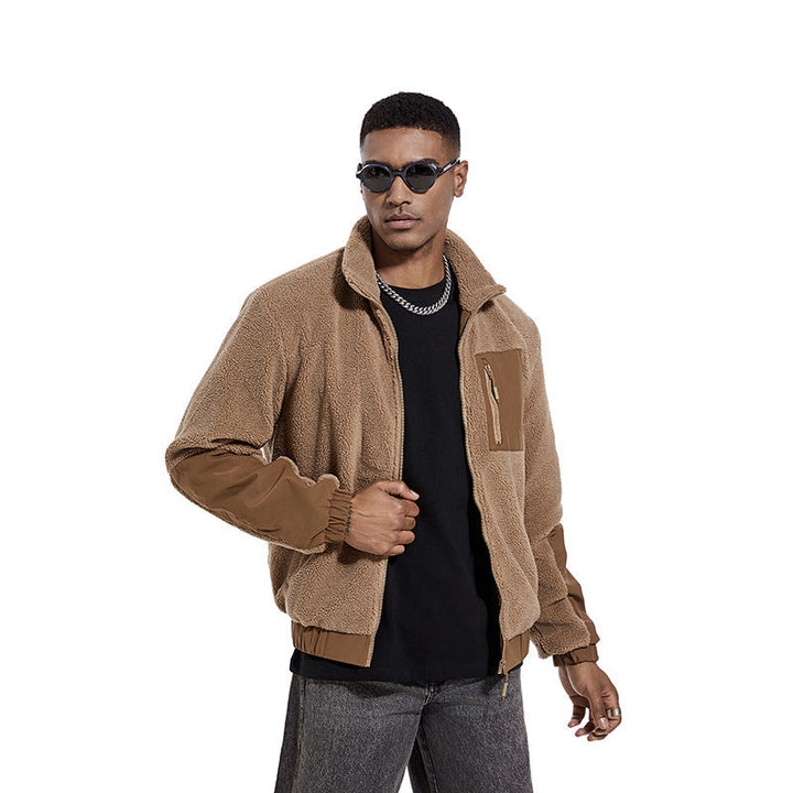 Herr Teddy Fleece Jacka med Stående Krage och Reinforced Inserts