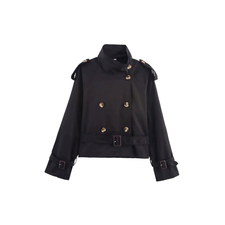 Dam stilren och elegant kort plaid trenchcoat