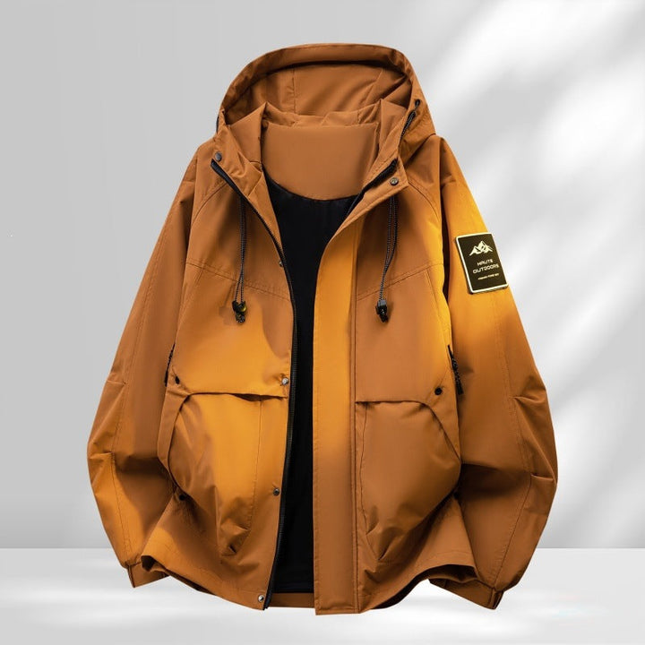 Herr Oversize Funktion Frilufts Jacka med Huva, Vadderad Foder &amp; Multifunktionell Fickor