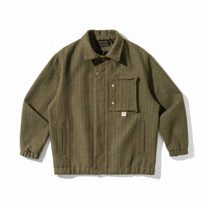 Herr boxig overshirt Jacka tillverkad av ullblandning med Patch bröstficka