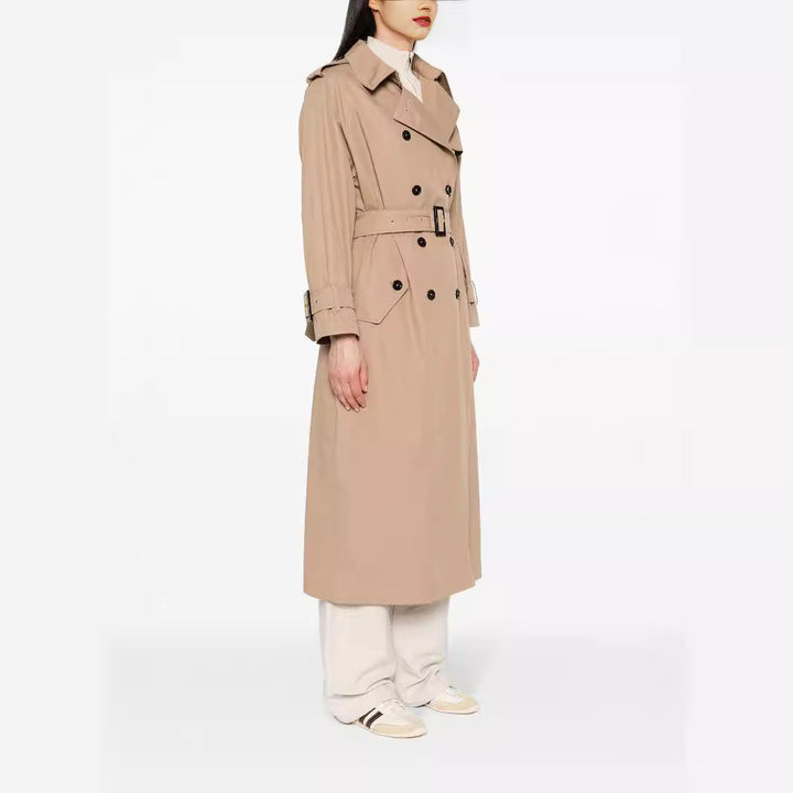 Dam trenchcoat in maxi length med double-breasted knappslå och midjebälte