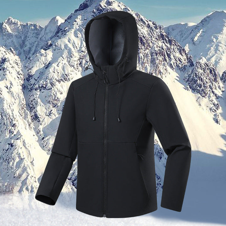 Herr Andningsbar Softshell Fleece Jacka med Multi-Layer Membrane, Ergonomic Skärning och Justerbar Huva