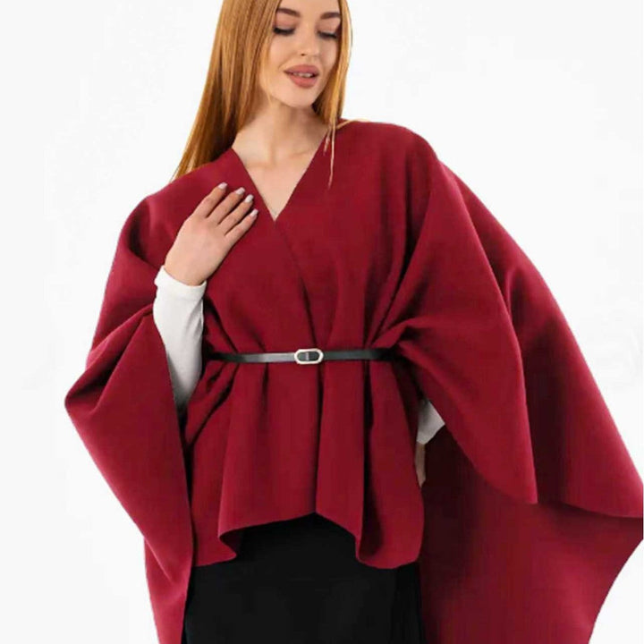 Dam oversized-capeponcho med Wrap look och V-Neck