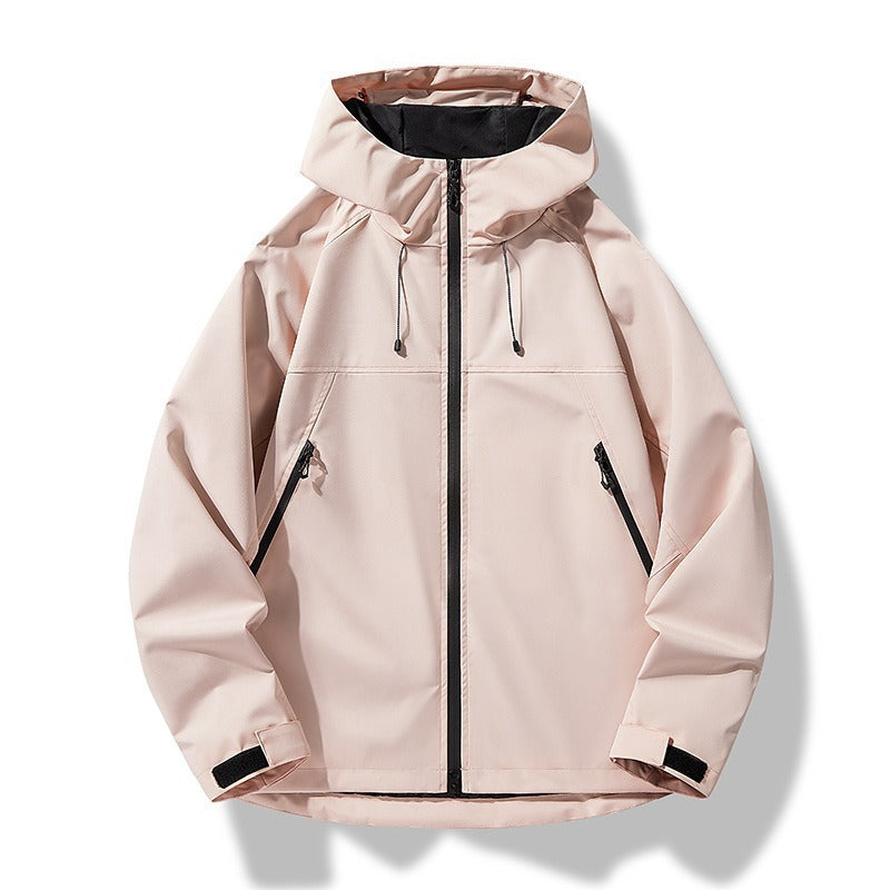 Herr lätt tvåfärgad softshell hoodiejacka med huva, fickor med dragkedja och elastisk fåll