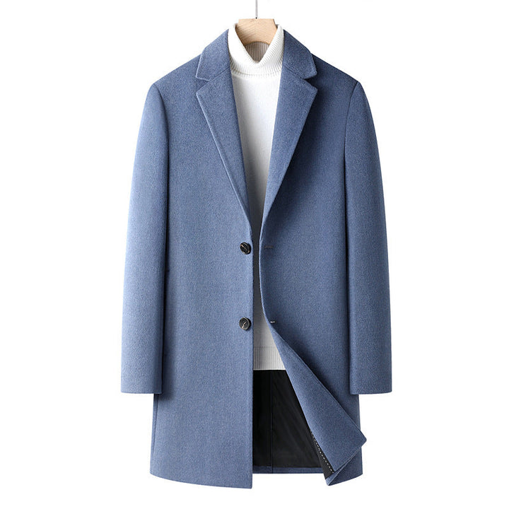 Herr Single-Breasted Ull Blandning Overcoat med Narrow Lapels och Smal Passform