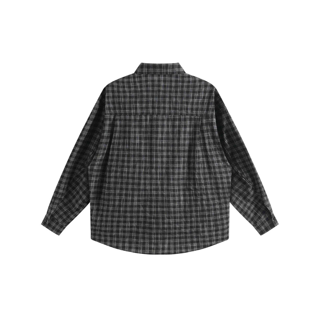 Unisex Oversized Skjorta Jacka Gjord av Lätt Bomullsblandning med Raglanärmar och Fin Rutigt Mönster