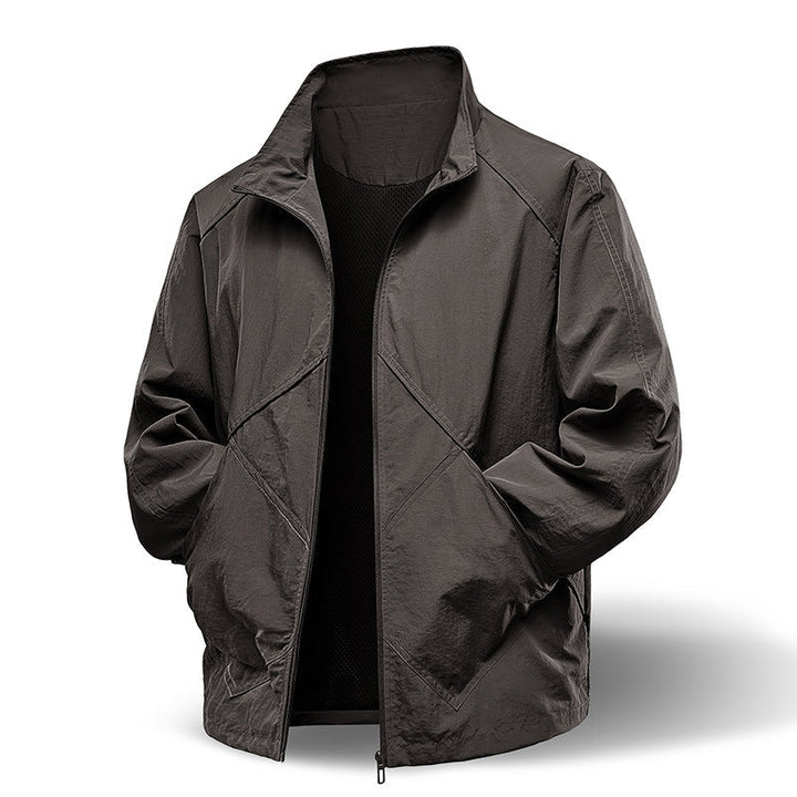 Herr Lätt Technical Zip Jacka med Stående Krage, Raglan Ärmar och Utility Inserts