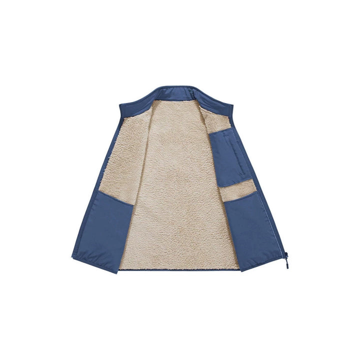Herr Sherpa-Lined Softshell Väst med Stående Krage och Zippered Fickor