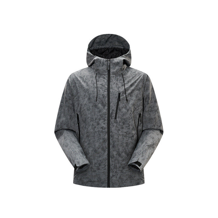 Herr Vattentät Andningsbar Frilufts Softshell Jacka med Taped Sömmar och Huva Drune