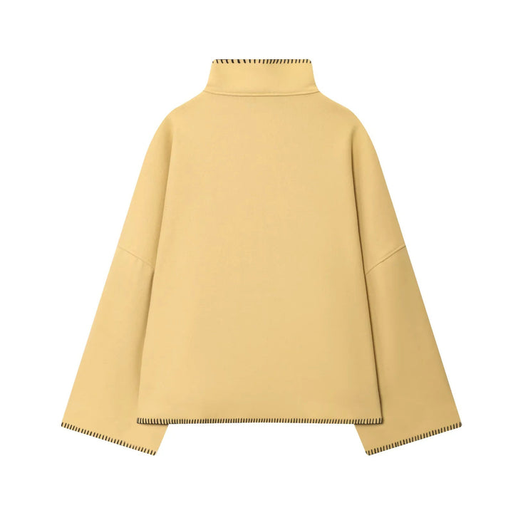Dam oversized ull cape jacka med hög krage och asymmetrical knäppning