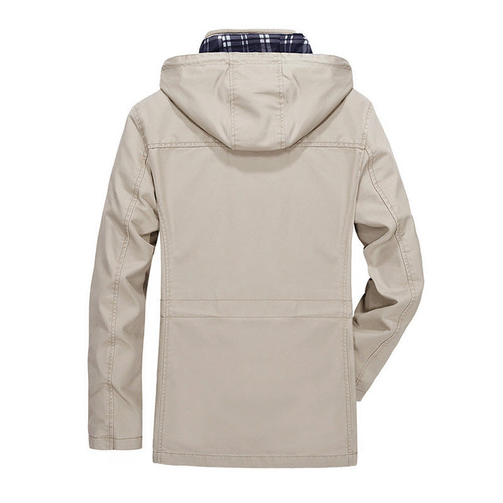 Herr Urban Övergångs Parka med Rutig Foder, Dold Dragkedja, och Multi-Functional Fickor