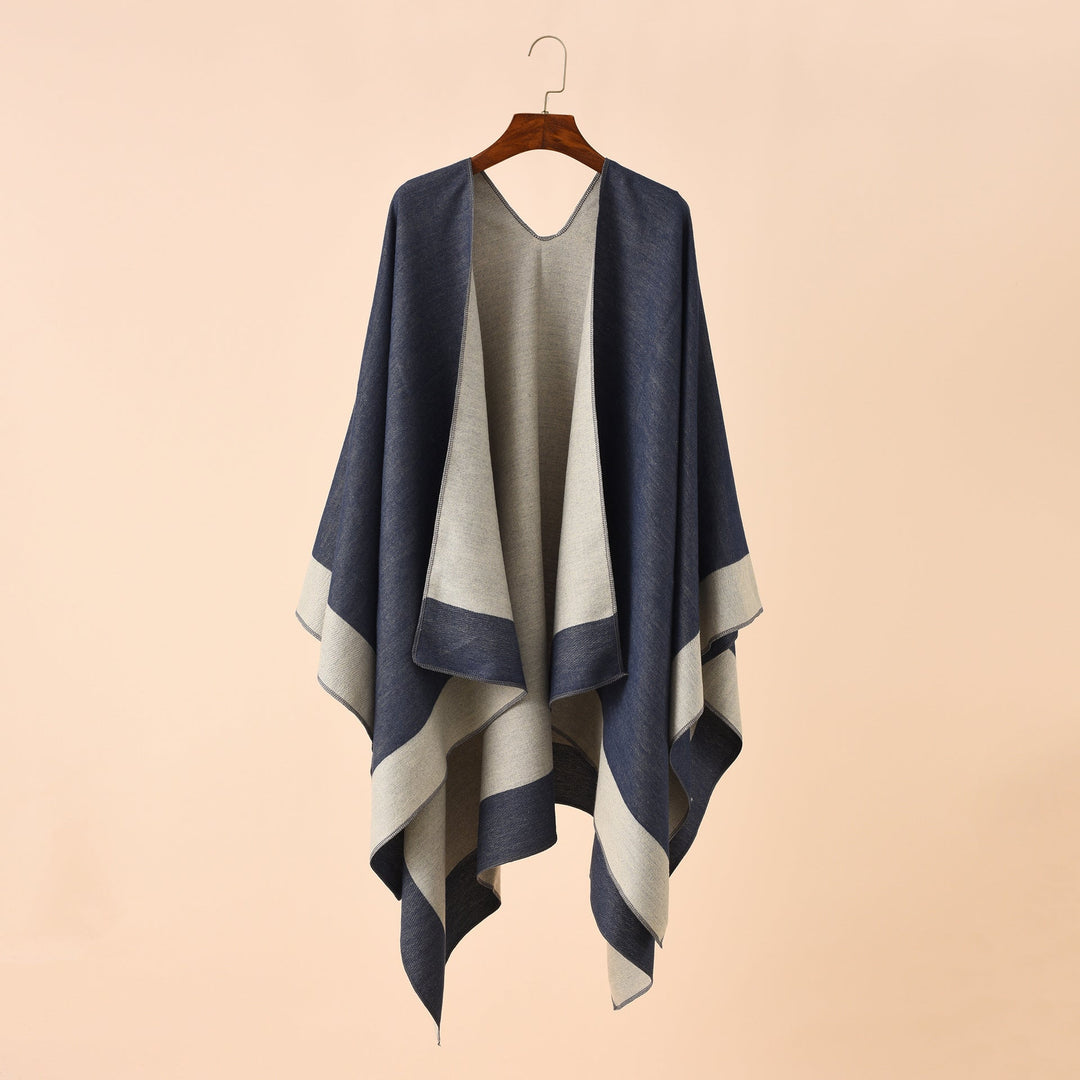 Dam Reversible poncho-Cape tillverkad av Cashmere Blend med oversized skärning