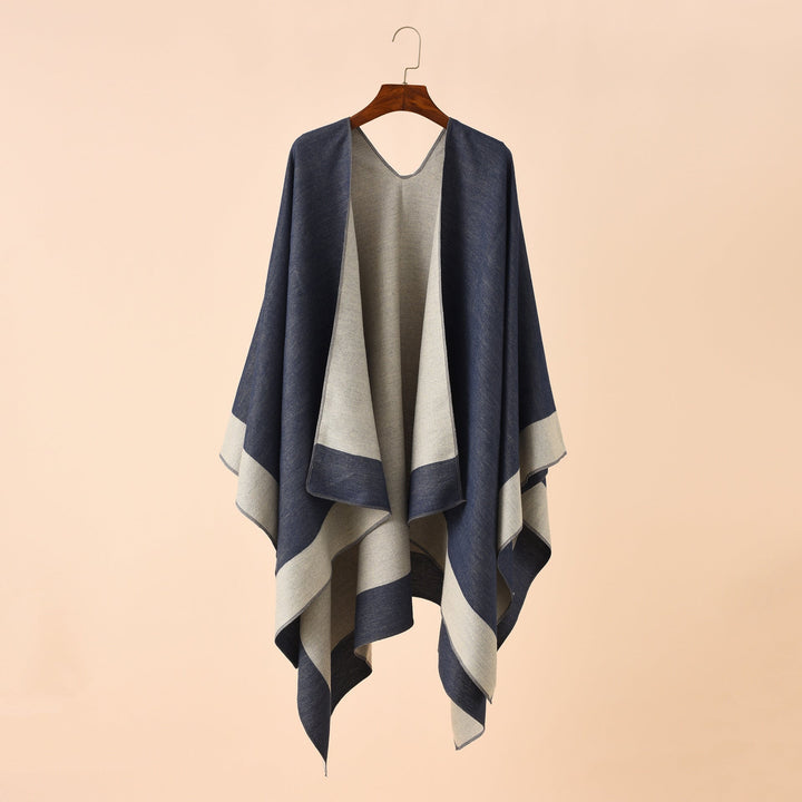 Dam Reversible poncho-Cape tillverkad av Cashmere Blend med oversized skärning