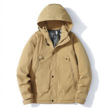 Herr lätt med huva Jacka tillverkad av softshell med värmande foder och Minimalistisk Dragkedja Fickor