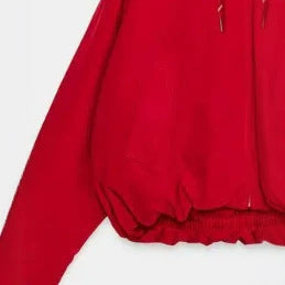 Dam Kort Outdoor Blouson Jacka med Hög Stå Krage, Drawstring, och Elastic Nederkant