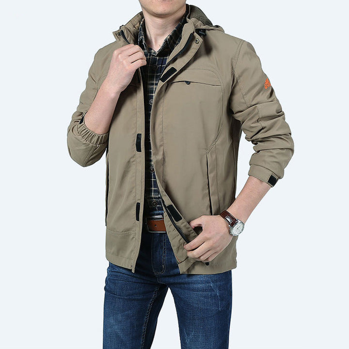 Herr Lätt Funktionell Fält Parka med Huva och Multifunctional Fickor