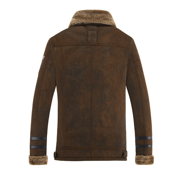 Herr Vadderad Pilot Jacka med Faux Fur Foder och Stående Krage