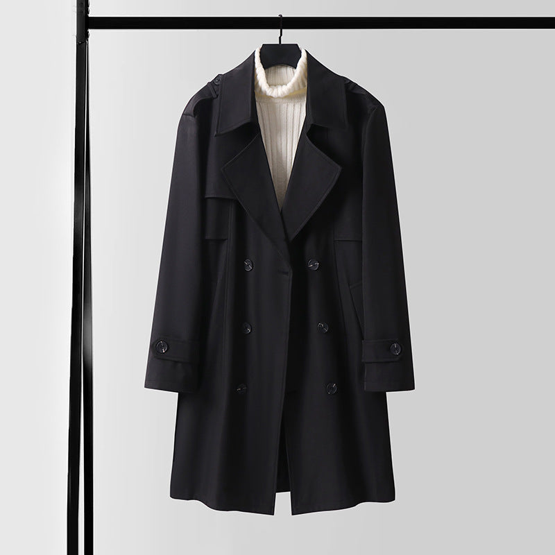 Dam modern kort kappa in trench stil med Double-Breasted knappslå och Epaulettes
